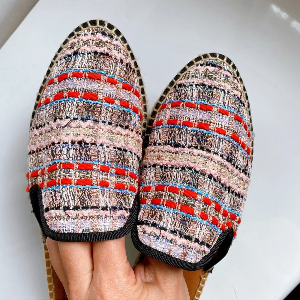 💕 TONI PONS ORIGENS PINK BLACK MULTI TWEED STITCHED ESPADRILLES! - Picture 4 of 16